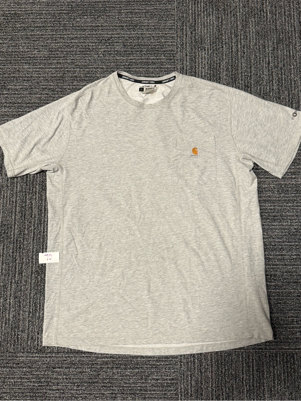 Carhartt Light Gray Short Sleeve Pocket Tee with Gold Logo